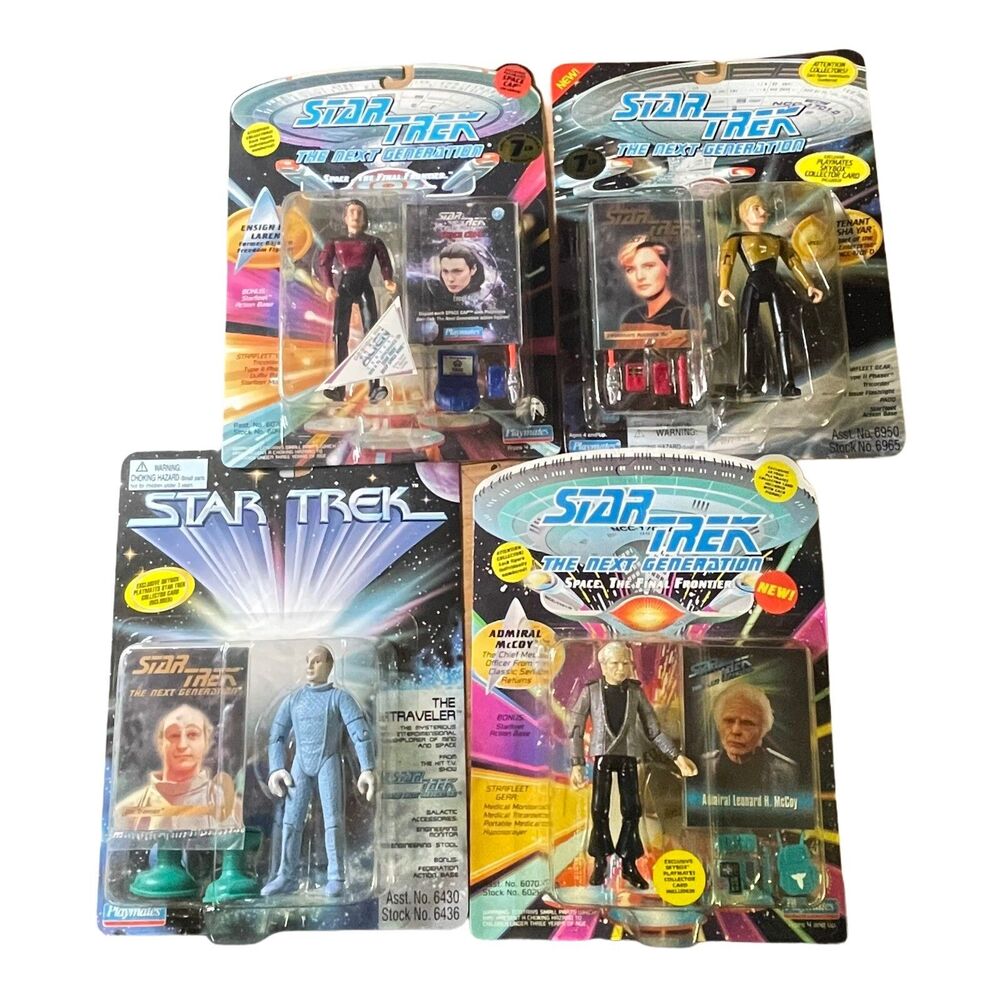 Star Trek Playmates Collectible 4 Action Figure Lot Next Generation (Authentic)